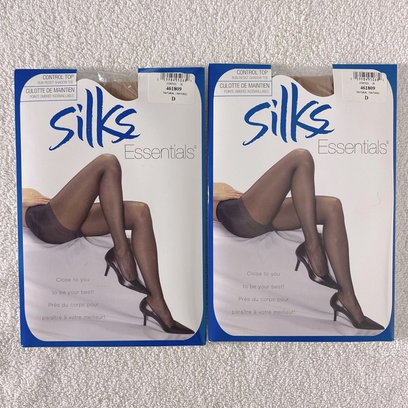 Vintage Essentials Control Top Pantyhose In Natural x2 NWT - Picture 7 of 7